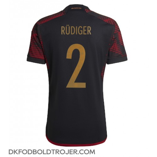 Billige Tyskland Antonio Rudiger #2 Udebane Fodboldtrøjer VM 2022 Kortærmet